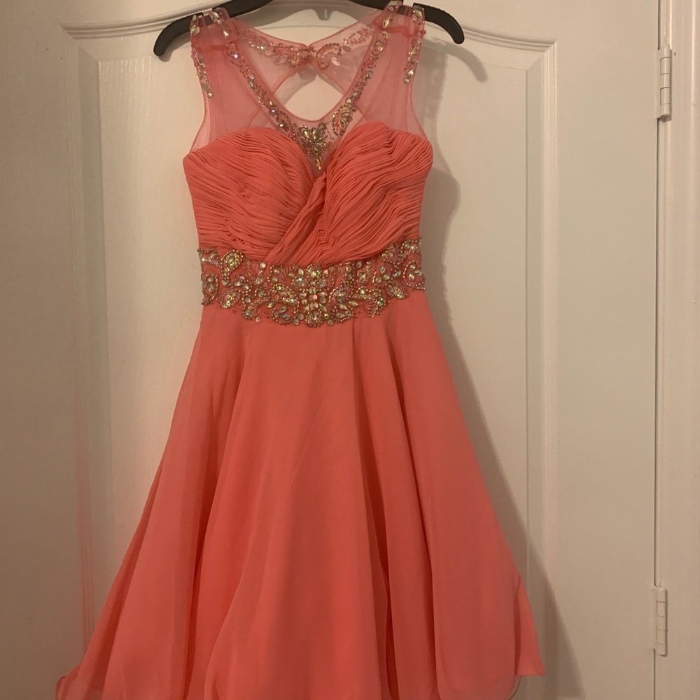 coral pink prom dress